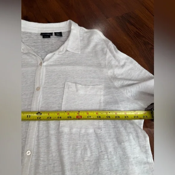 Tahari Women's White 100% Linen Button Down Collared Shirt Sz XL - Picture 4 of 6